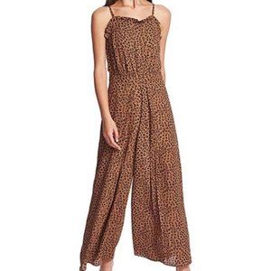 NWOT CeCe Leopard Print Adjustable Strap Trouser Style Jumpsuit Size 14